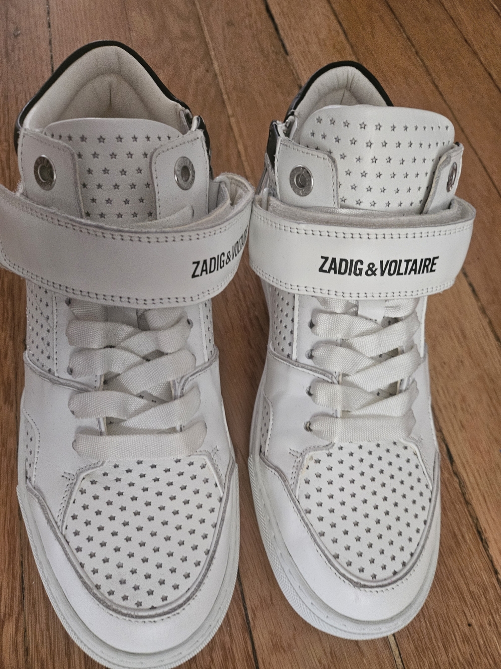 Zadig & Voltaire White High-Top Star-Perforation Sneakers